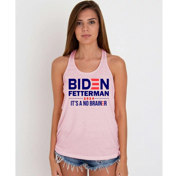 Biden Fetterman 2024 It's A No Brainer 24 Election USA Women's Knotted Racerback Tank