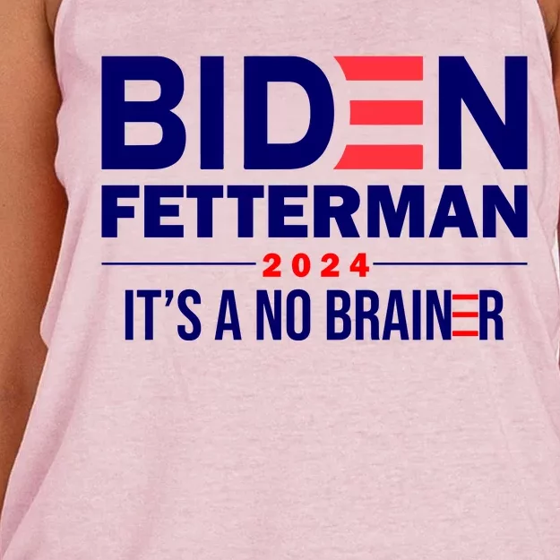 Biden Fetterman 2024 It's A No Brainer 24 Election USA Women's Knotted Racerback Tank