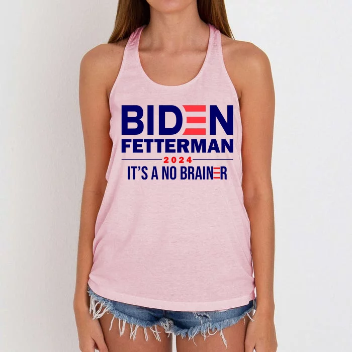 Biden Fetterman 2024 It's A No Brainer 24 Election USA Women's Knotted Racerback Tank