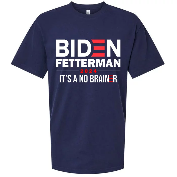 Biden Fetterman 2024 It's A No Brainer 24 Election USA Sueded Cloud Jersey T-Shirt