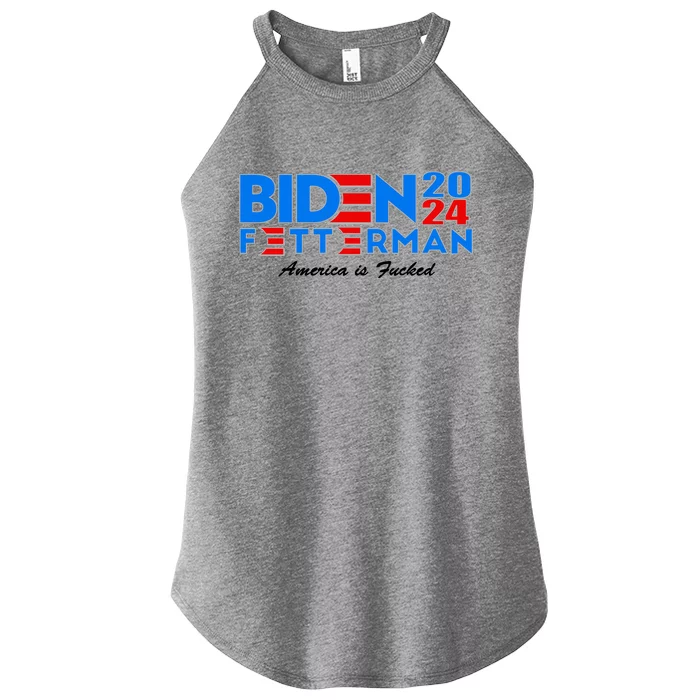 Biden Fetterman 2024 America Is Fucked Funny Women’s Perfect Tri Rocker Tank