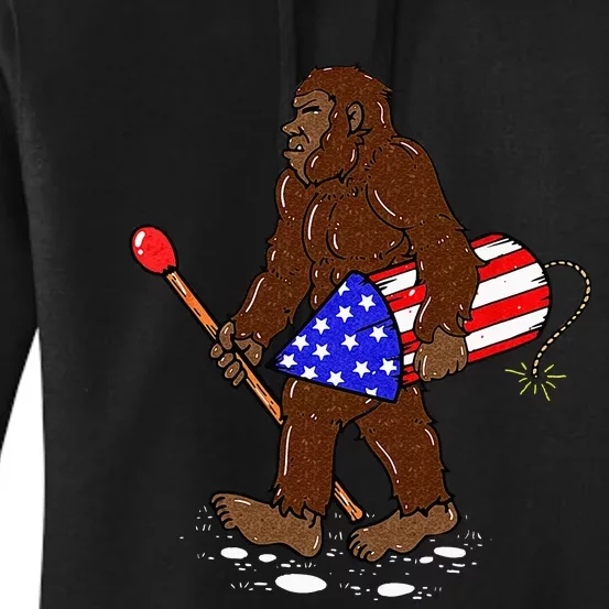 Bigfoot Fireworks 4th Of July Funny Sasquatch Lover Women's Pullover Hoodie