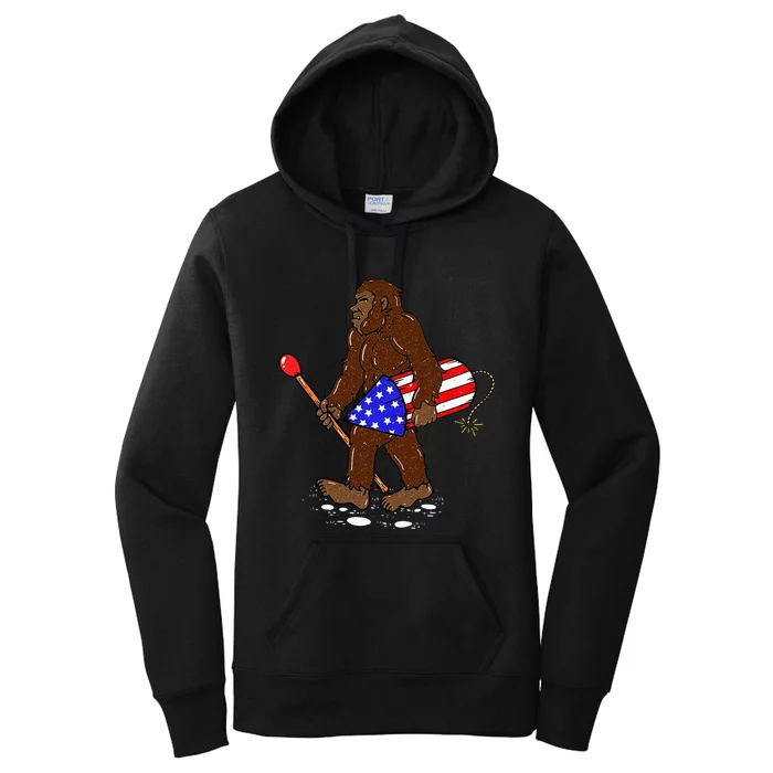 Bigfoot Fireworks 4th Of July Funny Sasquatch Lover Women's Pullover Hoodie