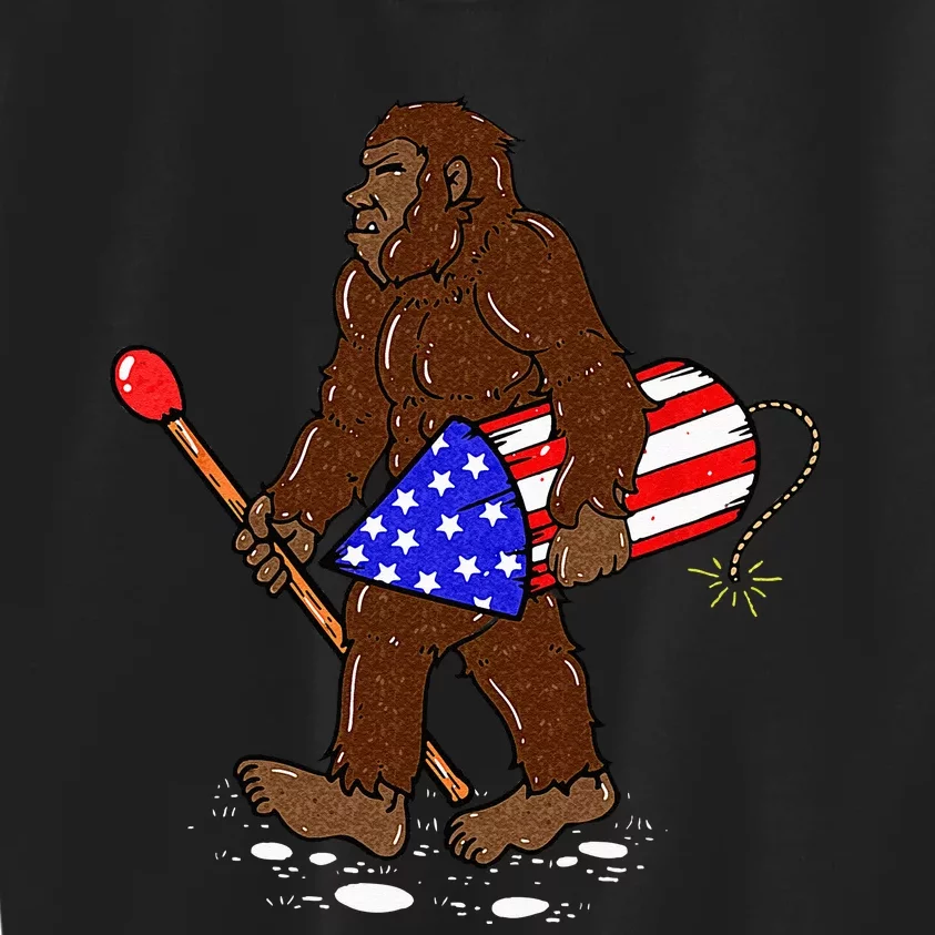 Bigfoot Fireworks 4th Of July Funny Sasquatch Lover Kids Sweatshirt