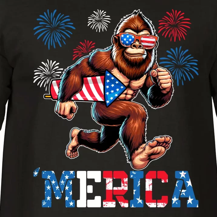 Bigfoot Fireworks 4th Of July Men Sasquatch American Flag Comfort Colors T-Shirt