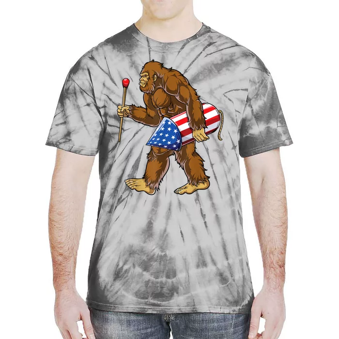 Bigfoot Fireworks 4th Of July Sasquatch American Flag Us Tie-Dye T-Shirt