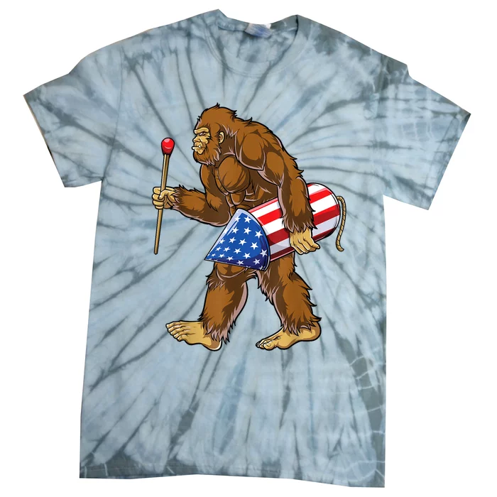 Bigfoot Fireworks 4th Of July Sasquatch American Flag Us Tie-Dye T-Shirt