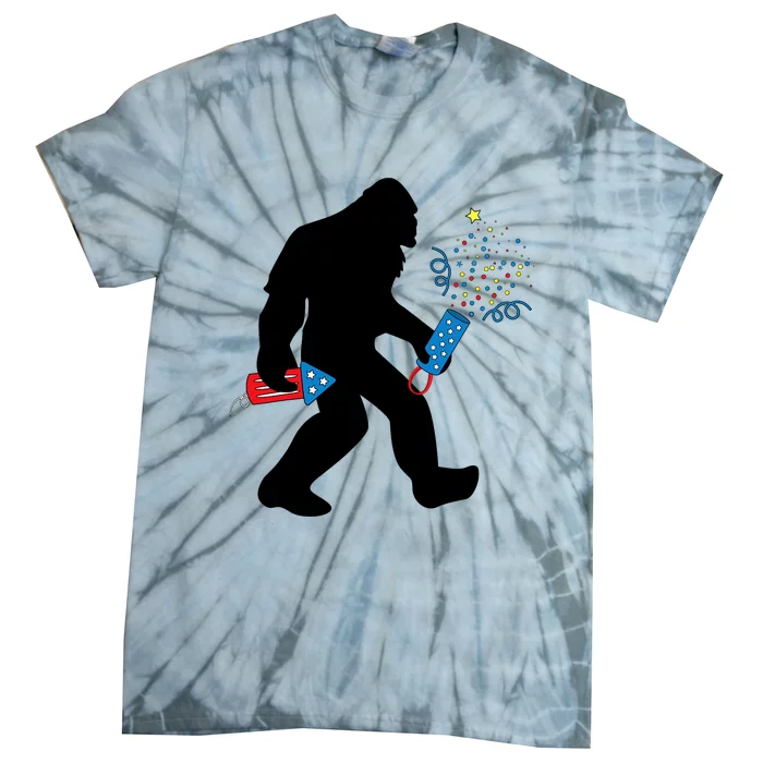 Bigfoot Fireworks 4th of July Bigfoot America Tie-Dye T-Shirt