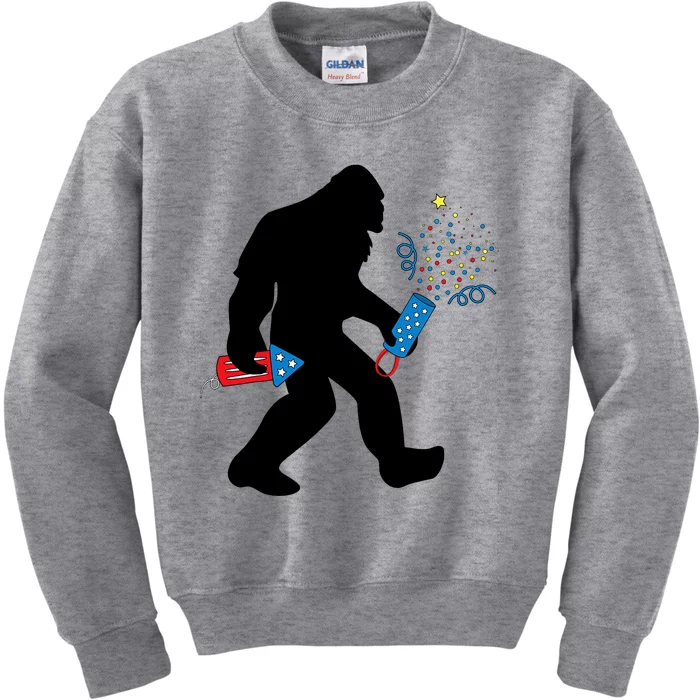 Bigfoot Fireworks 4th of July Bigfoot America Kids Sweatshirt