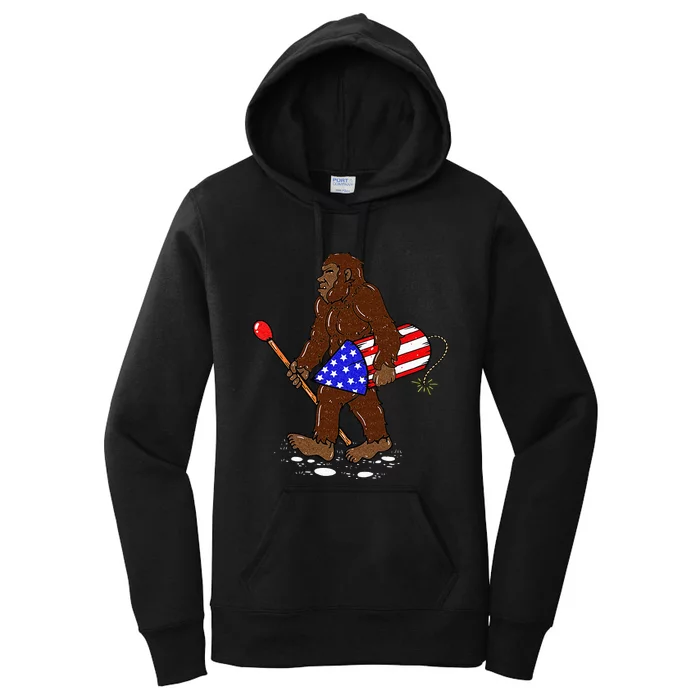 Bigfoot Fireworks 4th Of July Funny Men Sasquatch Lover Women's Pullover Hoodie