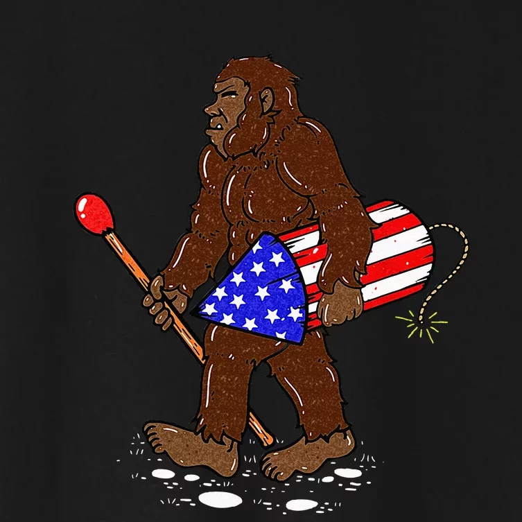 Bigfoot Fireworks 4th Of July Funny Men Sasquatch Lover Women's Crop Top Tee