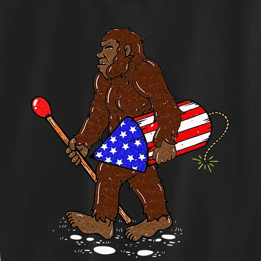 Bigfoot Fireworks 4th Of July Funny Men Sasquatch Lover Kids Sweatshirt