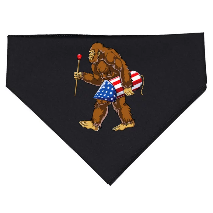 Bigfoot Fireworks 4th Of July Sasquatch American Flag Us USA-Made Doggie Bandana