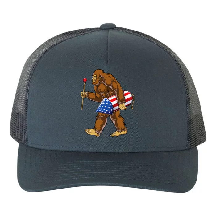 Bigfoot Fireworks 4th Of July Sasquatch American Flag Us Yupoong Adult 5-Panel Trucker Hat