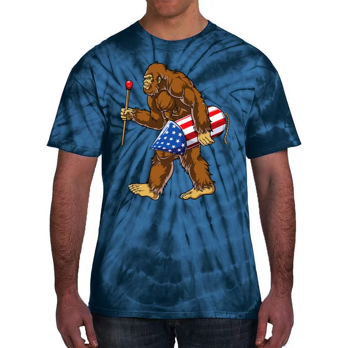 Bigfoot Fireworks 4th Of July Sasquatch American Flag Us Tie-Dye T-Shirt