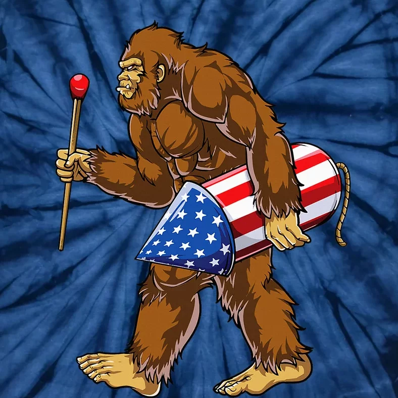 Bigfoot Fireworks 4th Of July Sasquatch American Flag Us Tie-Dye T-Shirt