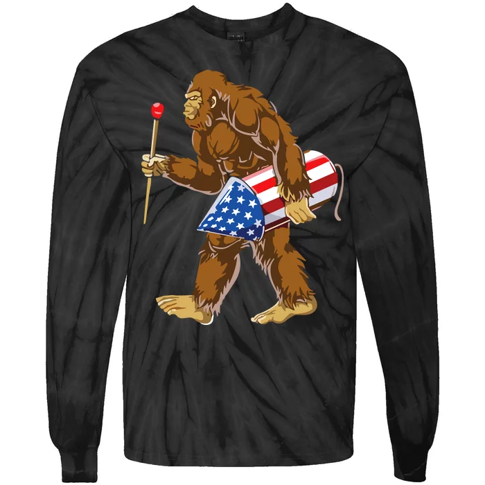 Bigfoot Fireworks 4th Of July Tie-Dye Long Sleeve Shirt