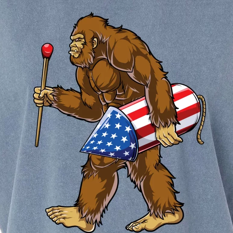 Bigfoot Fireworks 4th Of July Funny Boys Men Sasquatch Lover Garment-Dyed Women's Muscle Tee