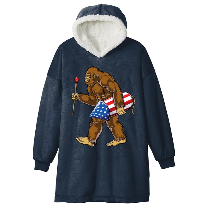 Bigfoot Fireworks 4th Of July Funny Boys Men Sasquatch Lover Hooded Wearable Blanket