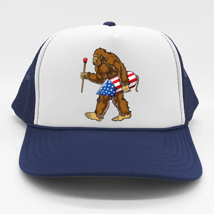 Bigfoot Fireworks 4th Of July Funny Boys Men Sasquatch Lover Trucker Hat