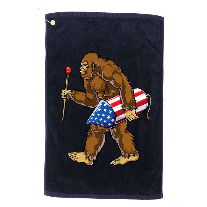 Bigfoot Fireworks 4th Of July Funny Boys Men Sasquatch Lover Platinum Collection Golf Towel