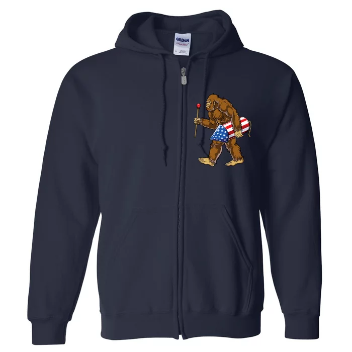 Bigfoot Fireworks 4th Of July Funny Boys Men Sasquatch Lover Full Zip Hoodie