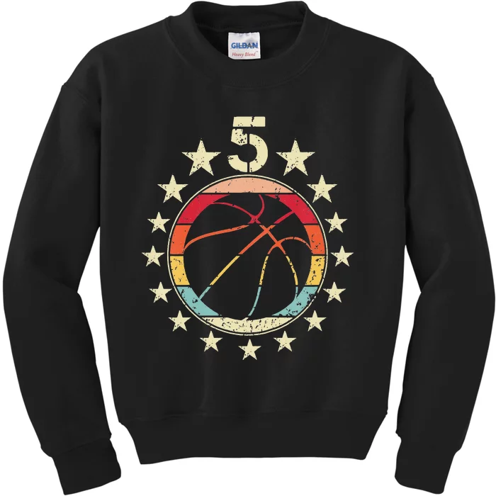 Basketball Fifth 5 Year Old Birthday funny player coach Kids Sweatshirt