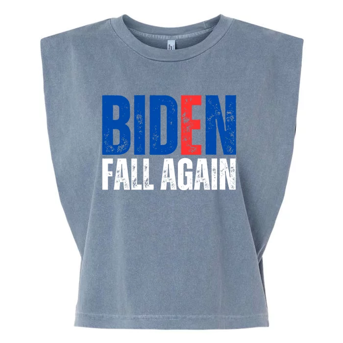 Biden Fall Again Funny Joe Biden Garment-Dyed Women's Muscle Tee