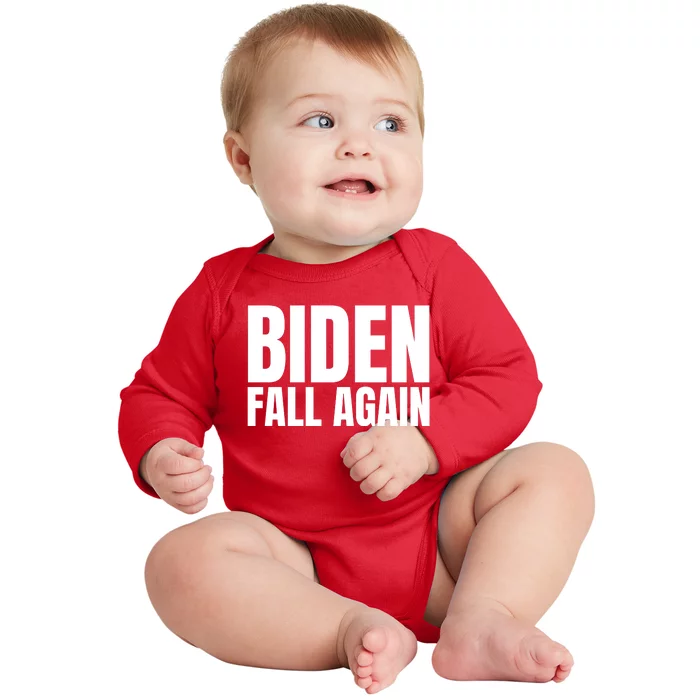 Biden Fall Again Funny Joe Biden Baby Long Sleeve Bodysuit