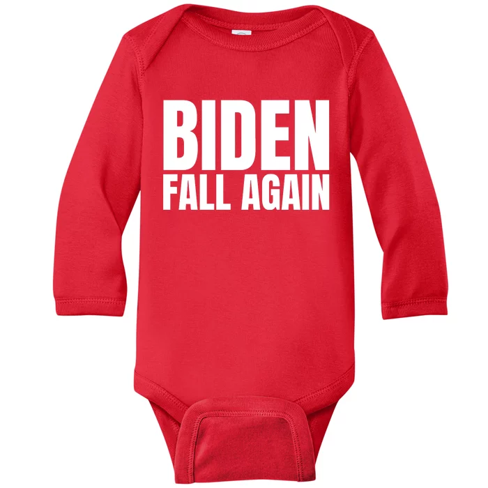 Biden Fall Again Funny Joe Biden Baby Long Sleeve Bodysuit