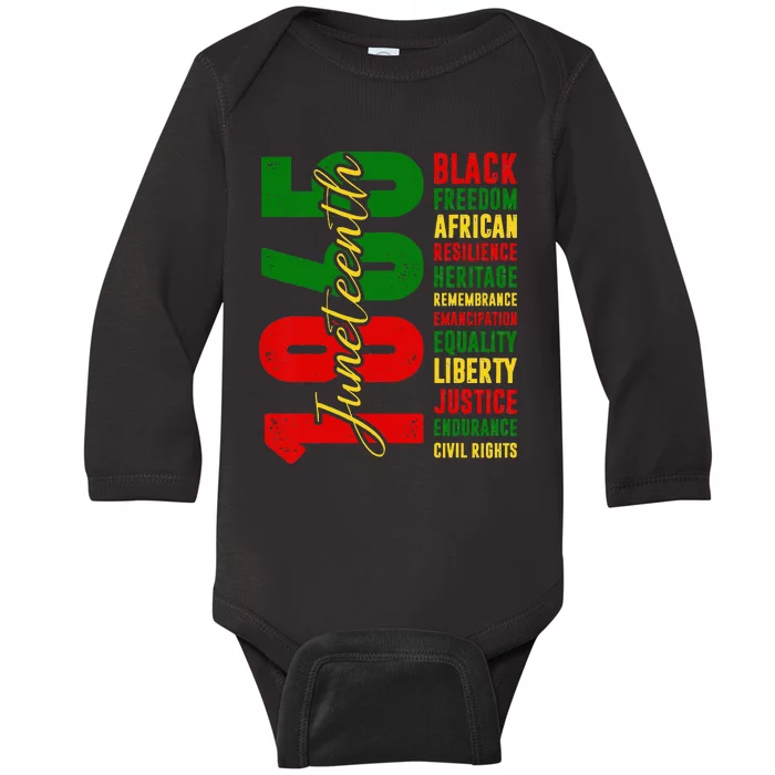 Black Freedom African Resilience Remembrance Juneteenth 1865 Baby Long Sleeve Bodysuit