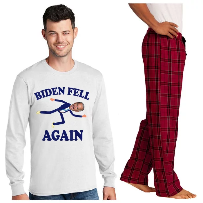 Biden Fell Again Funny Joe Biden Fell Long Sleeve Pajama Set