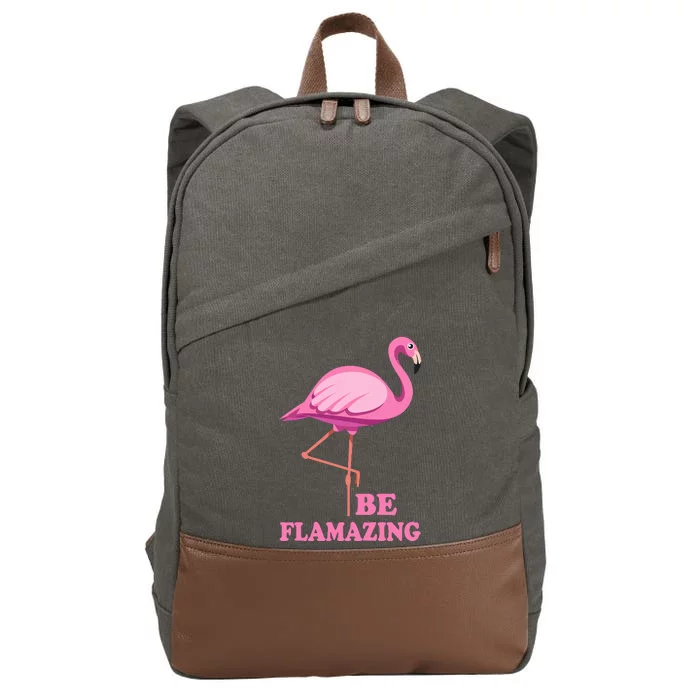 Be Flamazing Amazing Flamingo Design For Wo And Girl Cotton Canvas Backpack