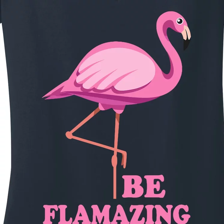 Be Flamazing Amazing Flamingo Design For Wo And Girl Women's V-Neck T-Shirt