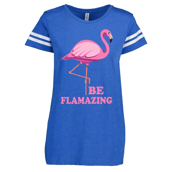 Be Flamazing Amazing Flamingo Design For Wo And Girl Enza Ladies Jersey Football T-Shirt