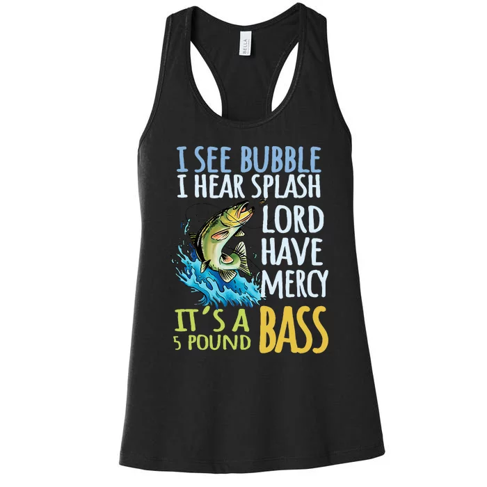 Bass Fishing Angling Sport Black Bass Fish Women's Racerback Tank