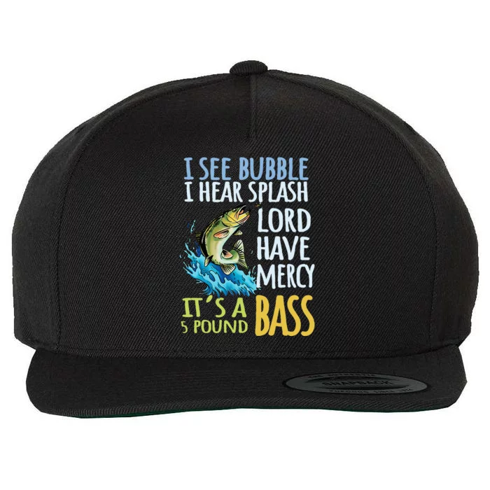 Bass Fishing Angling Sport Black Bass Fish Wool Snapback Cap