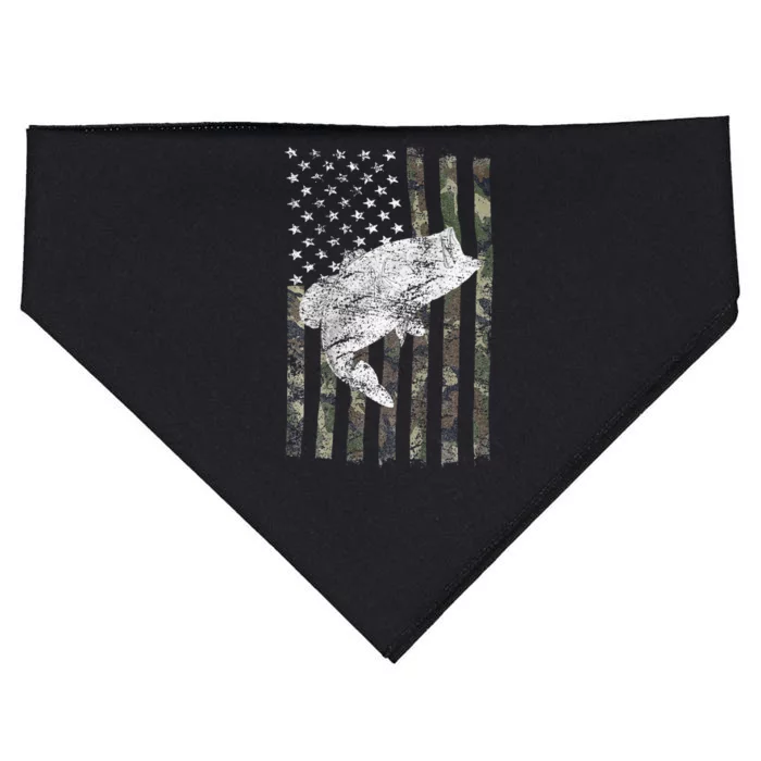 Bass Fishing American Camo USA Flag For Fisherman USA-Made Doggie Bandana