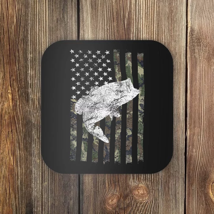 Bass Fishing American Camo USA Flag For Fisherman Coaster