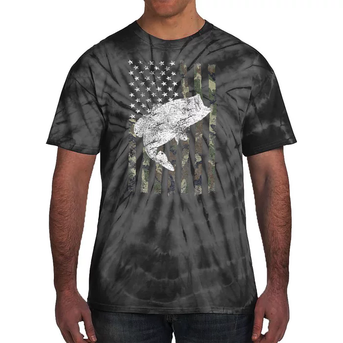 Bass Fishing American Camo USA Flag For Fisherman Tie-Dye T-Shirt