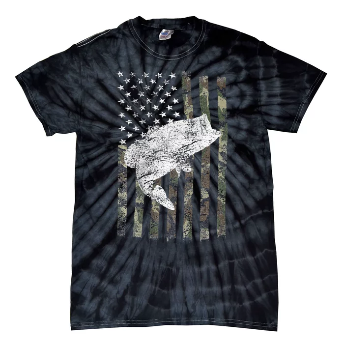 Bass Fishing American Camo USA Flag For Fisherman Tie-Dye T-Shirt