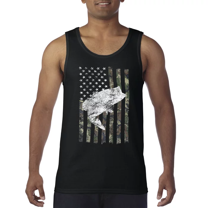 Bass Fishing American Camo USA Flag For Fisherman Tank Top