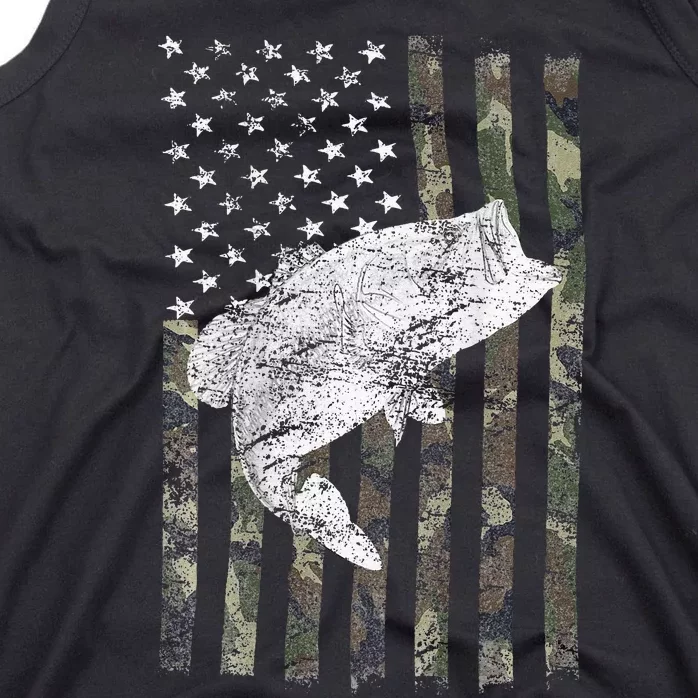 Bass Fishing American Camo USA Flag For Fisherman Tank Top