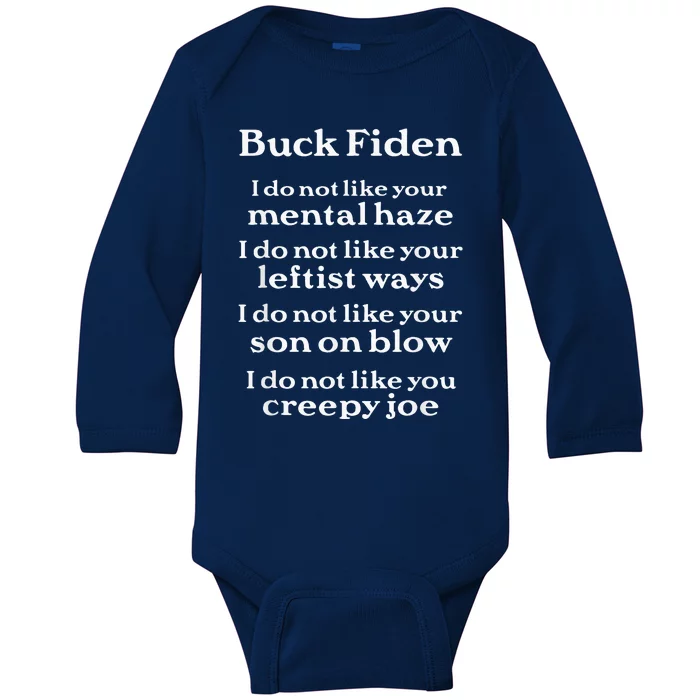 Buck Fiden Anti Biden Baby Long Sleeve Bodysuit