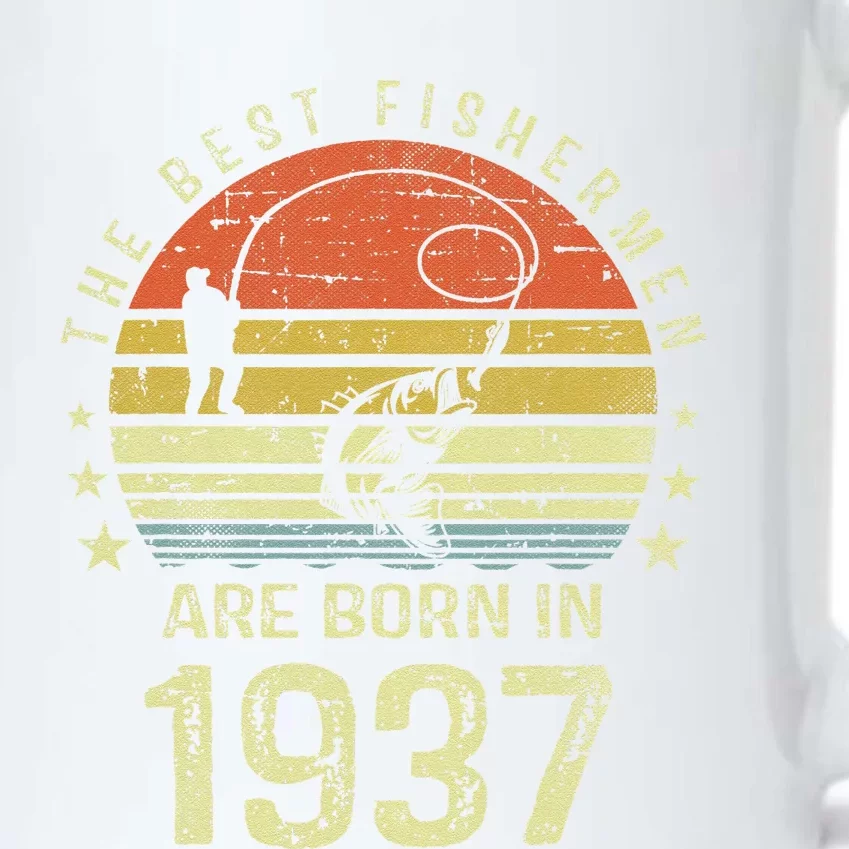 Best Fishermen Are Born In 1937 84th Birthday Fishing Gift Black Color Changing Mug