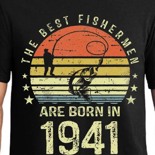 Best Fishermen Are Born In 1941 80th Birthday Fishing Gift Pajama Set