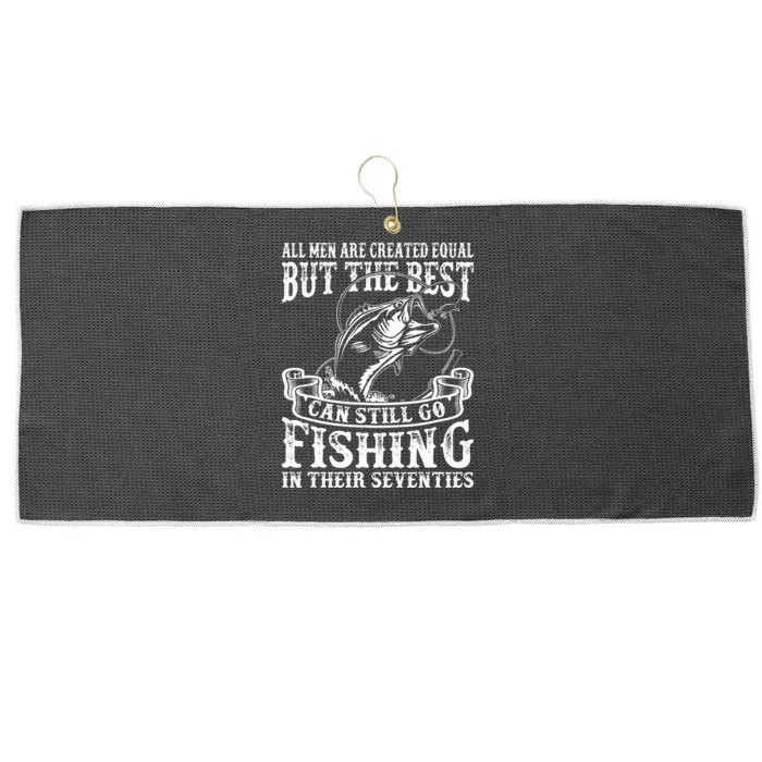 Birthday Fishing All Equal Fishing in the Seventies Large Microfiber Waffle Golf Towel