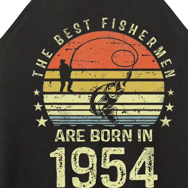 Best Fishermen Are Born In 1954 67th Birthday Fishing Gift Women’s Perfect Tri Rocker Tank