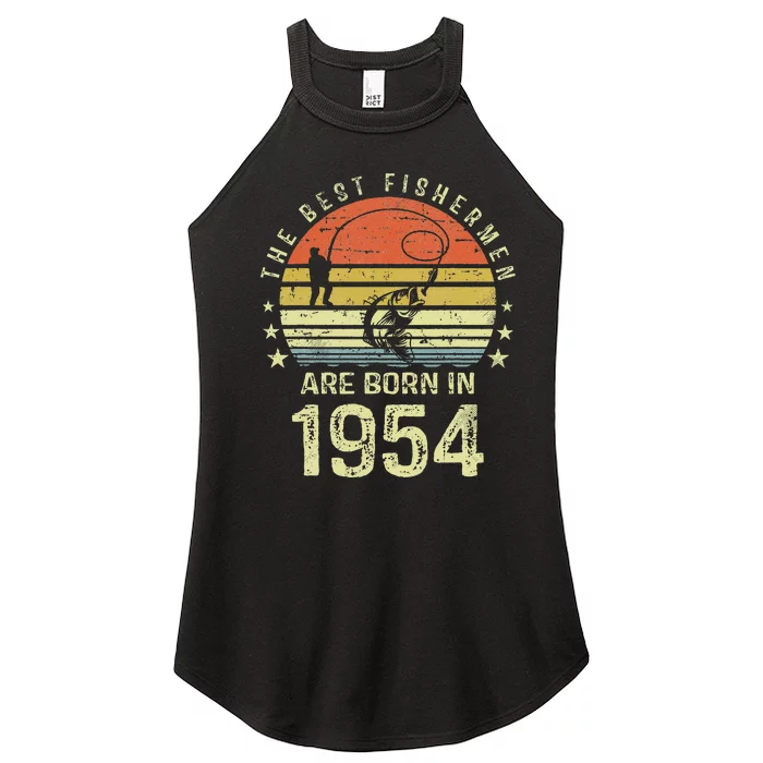 Best Fishermen Are Born In 1954 67th Birthday Fishing Gift Women’s Perfect Tri Rocker Tank