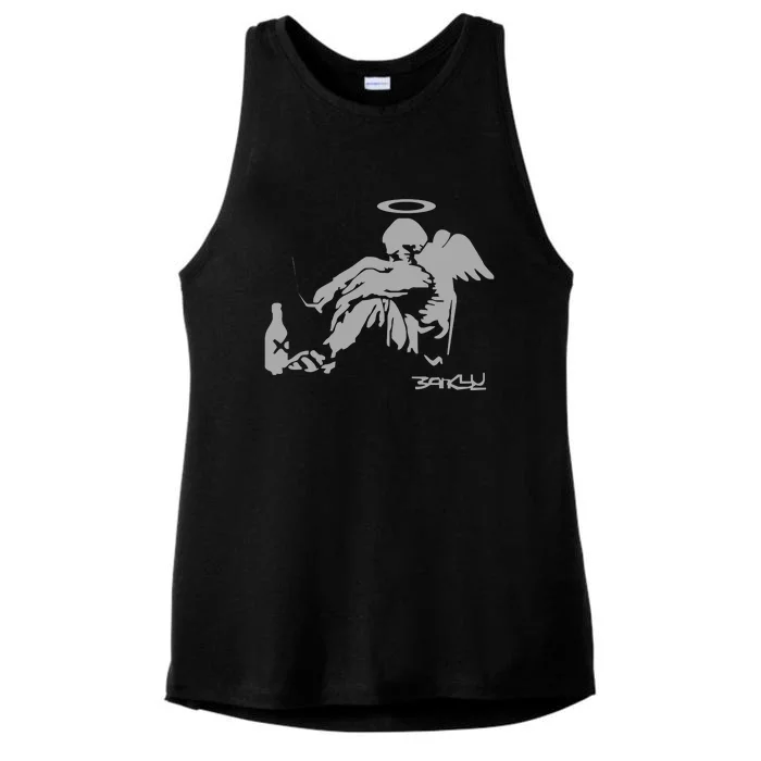 Banksy Fallen Angel Ladies Tri-Blend Wicking Tank